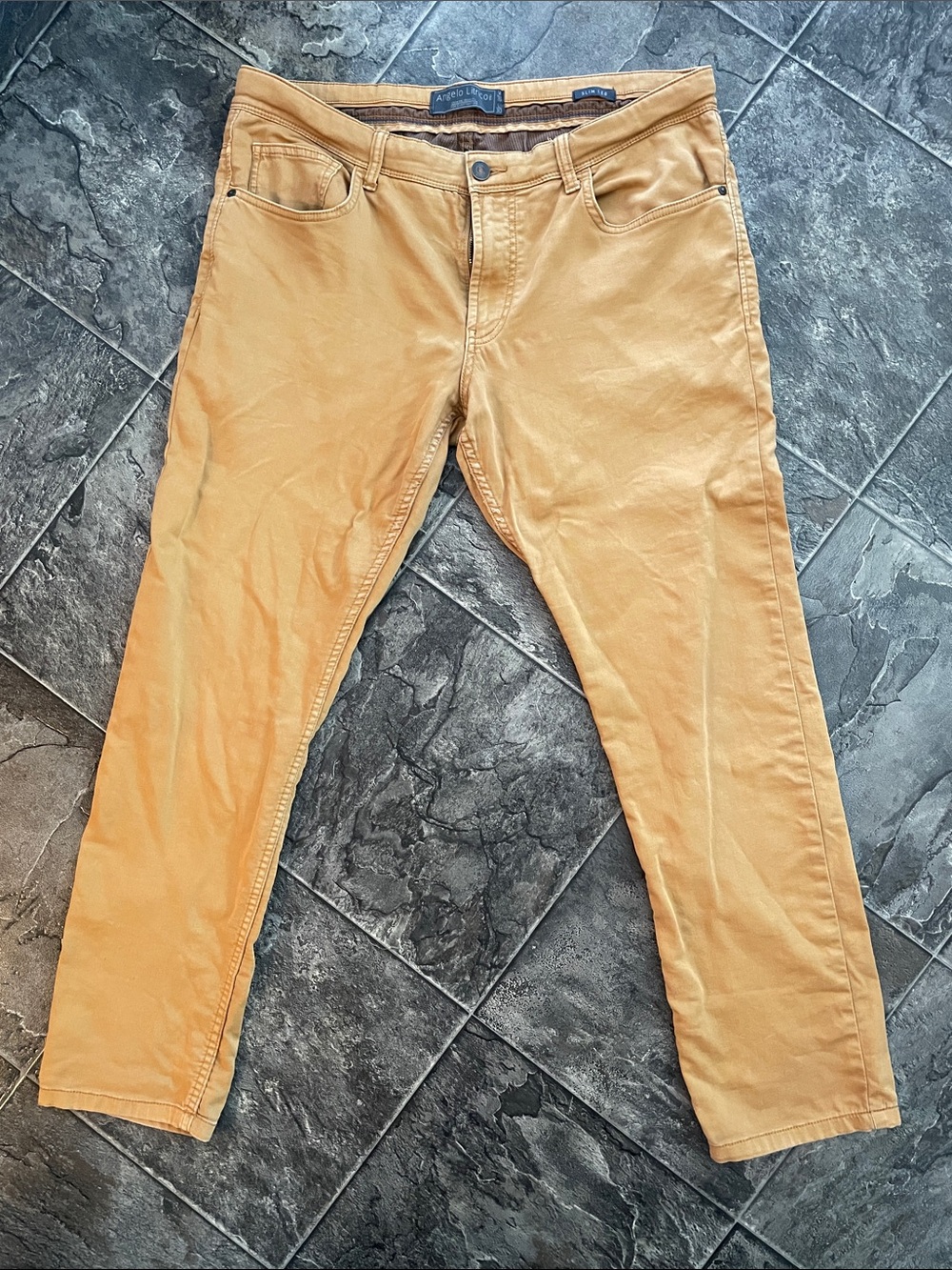 ANGELO LITRICO Men's Tan Slim Leg Chino Pants Classic Urban Streetwear Indie